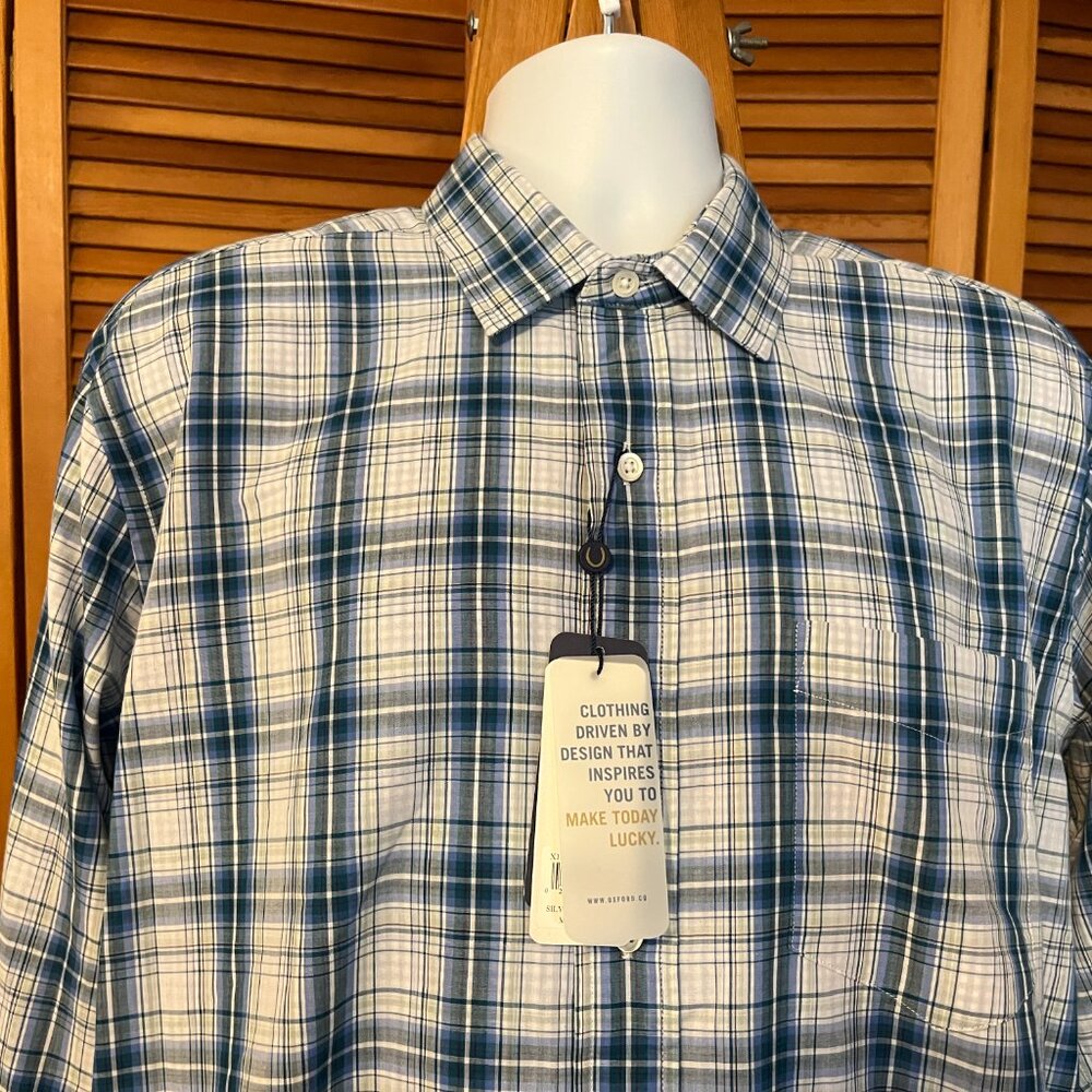 NWT OXFORD "MAKE TODAY LUCKY" SZ LARGE LS COTTON DRESS SHIRT